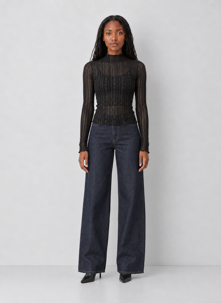 Sheer Lace Long Sleeve Top
