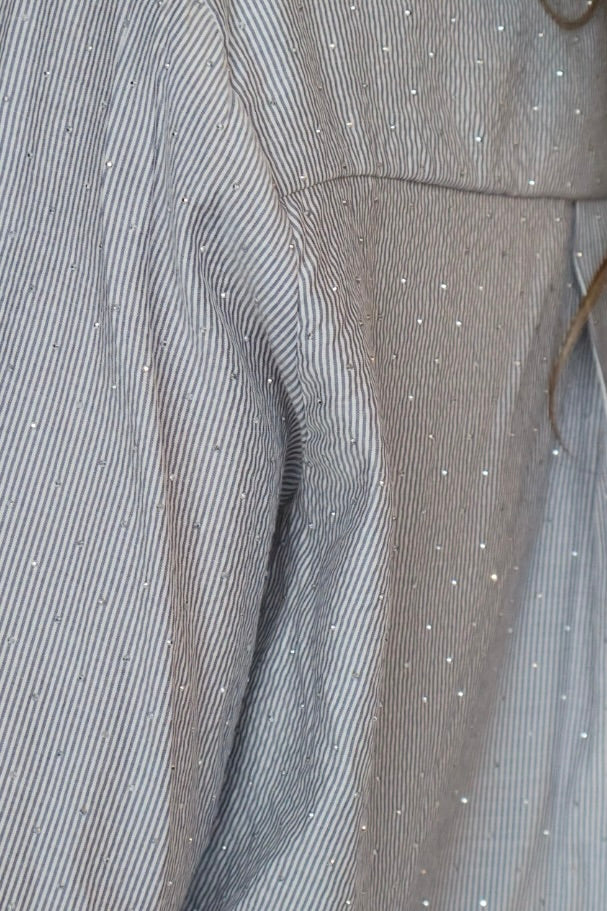 Rhinestone Detail Crop Button Down