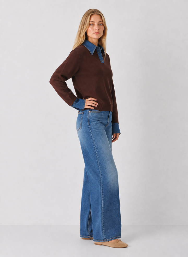 Denim Contrast Sweater