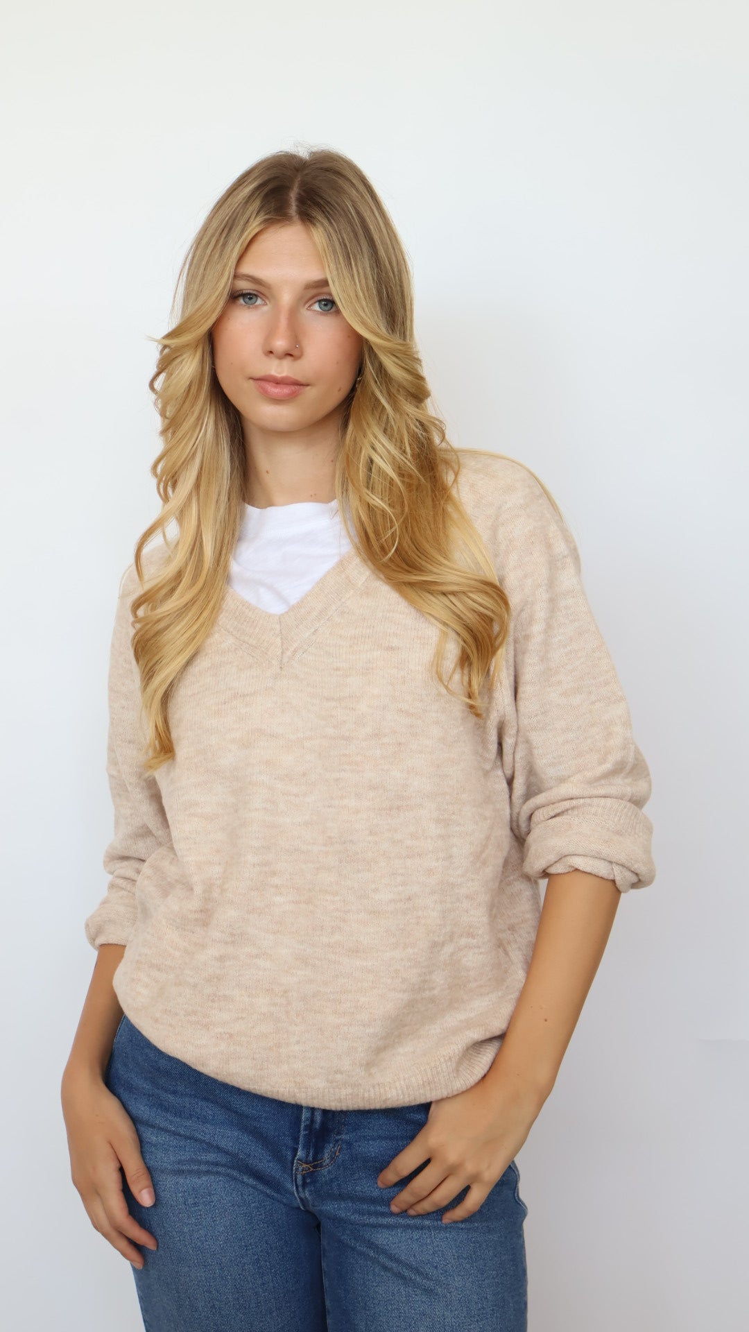 V Neck Knit Pullover Sweater