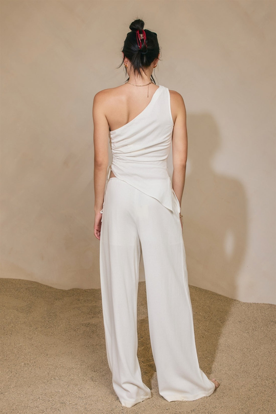 Linen Drawstring Wide Leg Pants