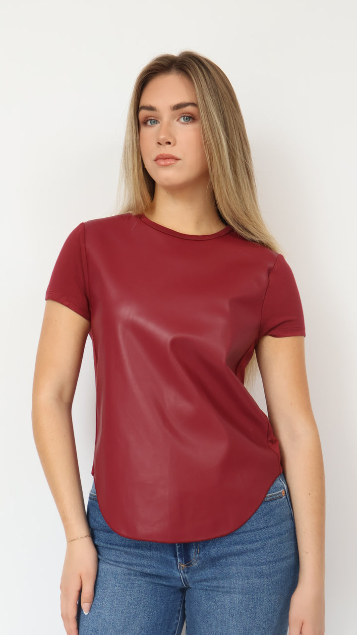 Elaina Vegan Leather Tee Shirt