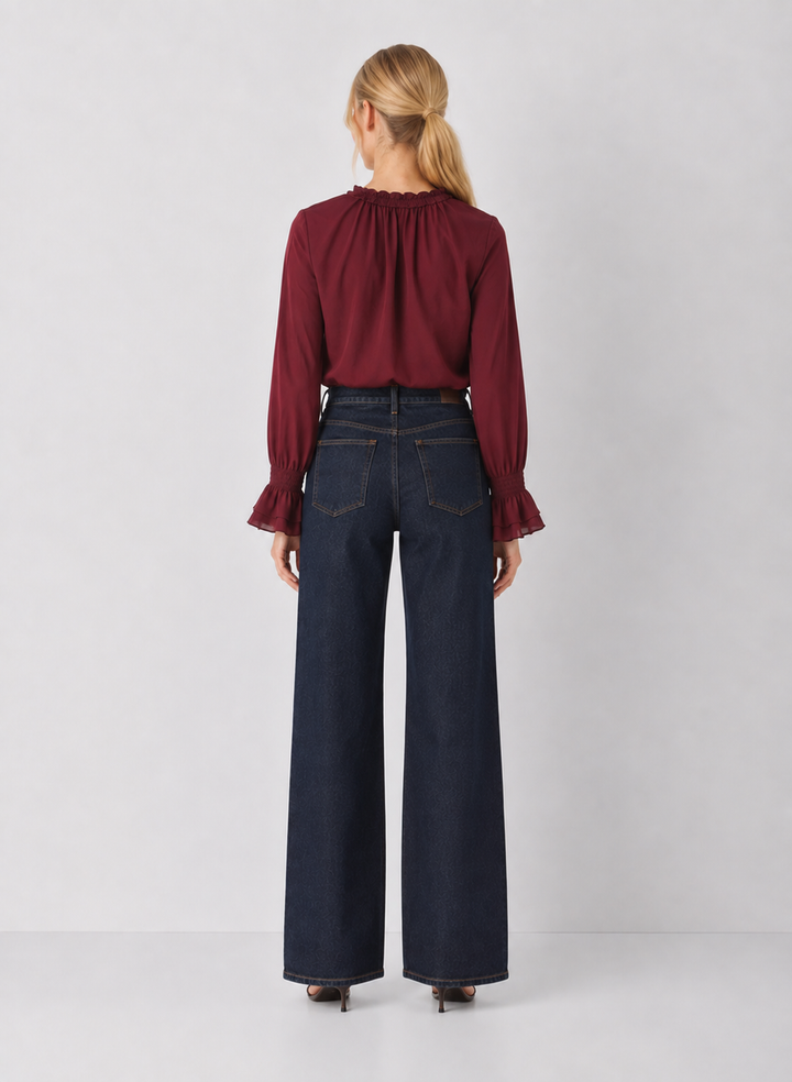 Ruffle Tie Neck Blouse