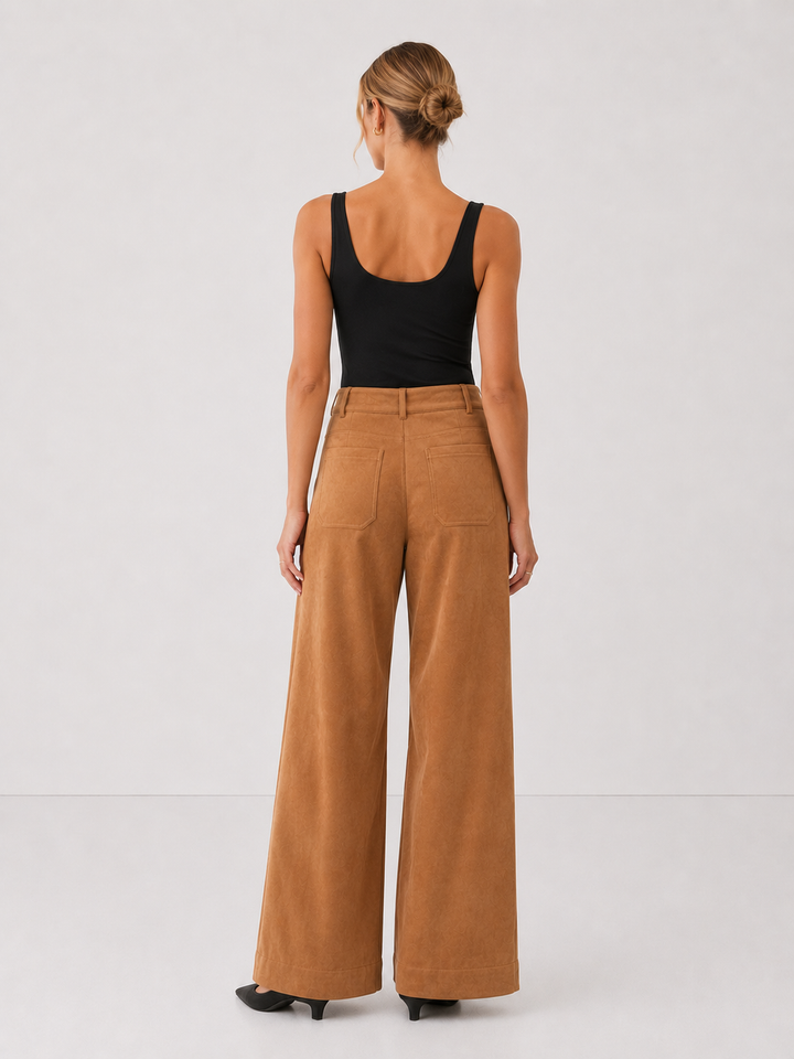 Faux Suede Wide Leg Pants