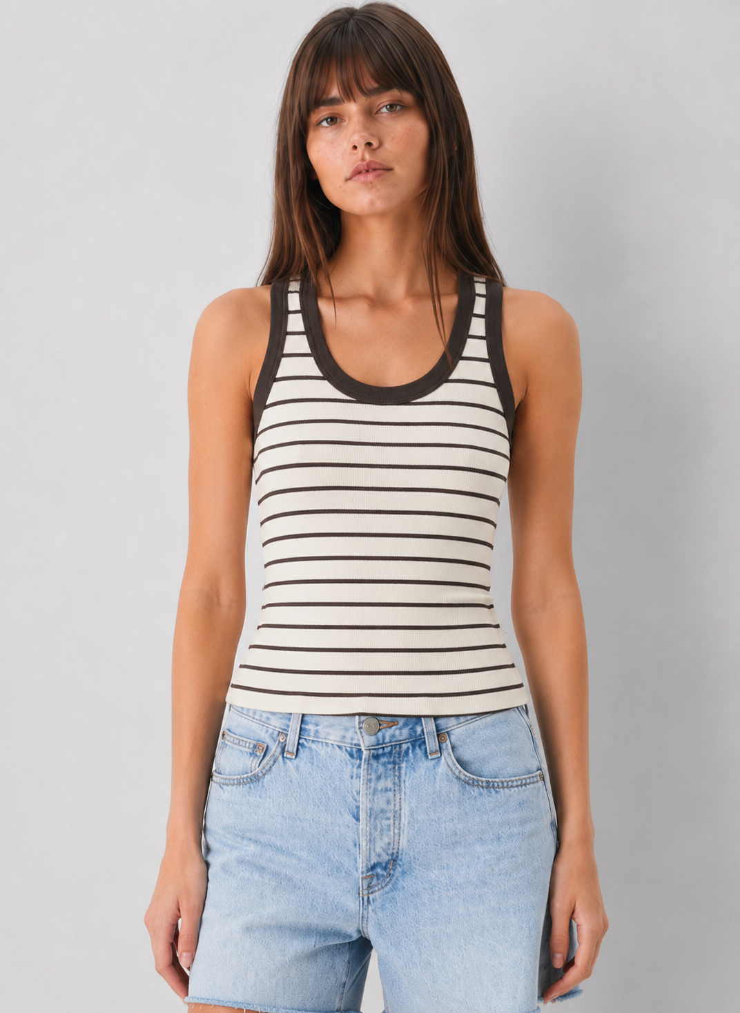 Z Supply Rowe Striped Scoop Tank - Cloud