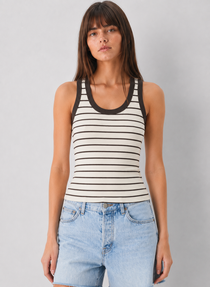 Z Supply Rowe Striped Scoop Tank - Cloud