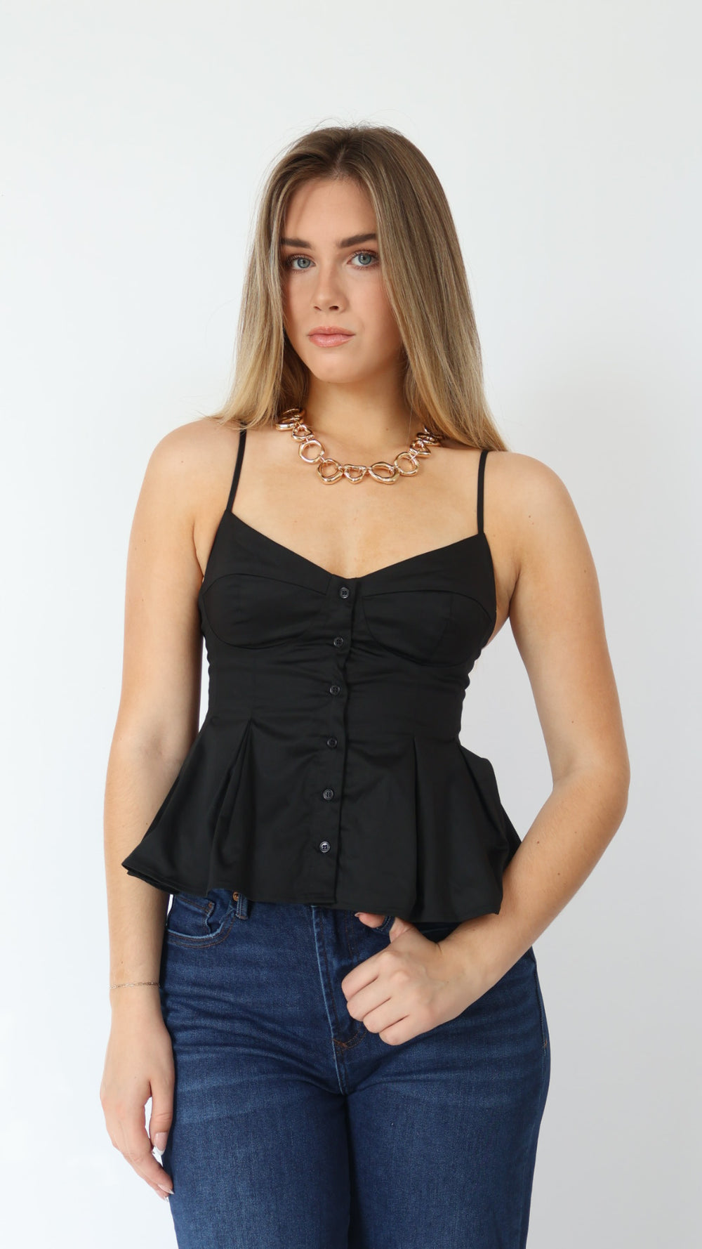 Button Front Bustier Top