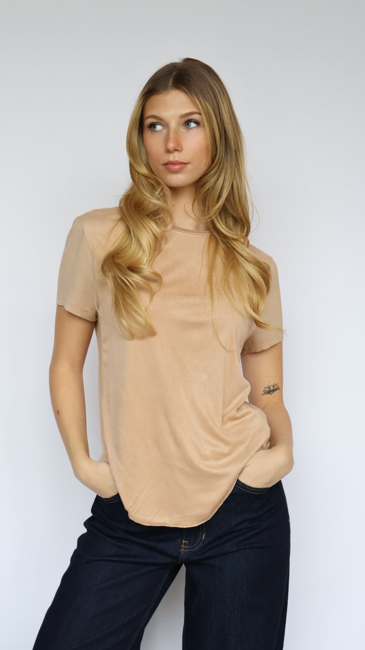 Elaina Full Vegan Suede Tee
