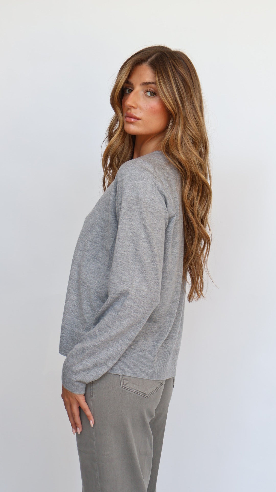 Women’s Crew Neck Sweater with Side Slit