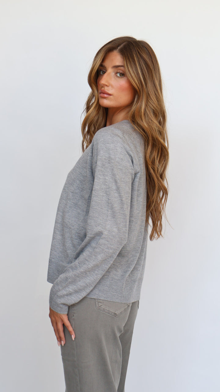 Women’s Crew Neck Sweater with Side Slit