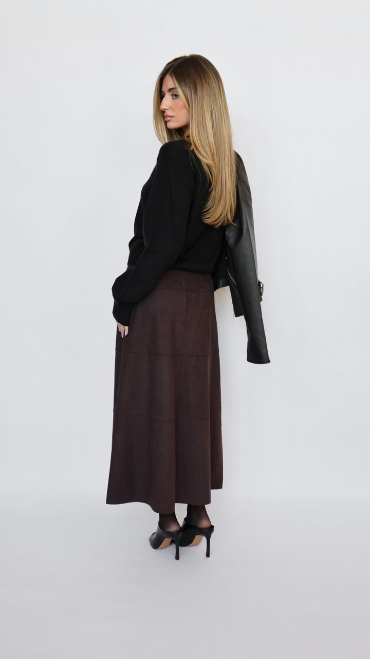 Habitual Suede Midi Skirt