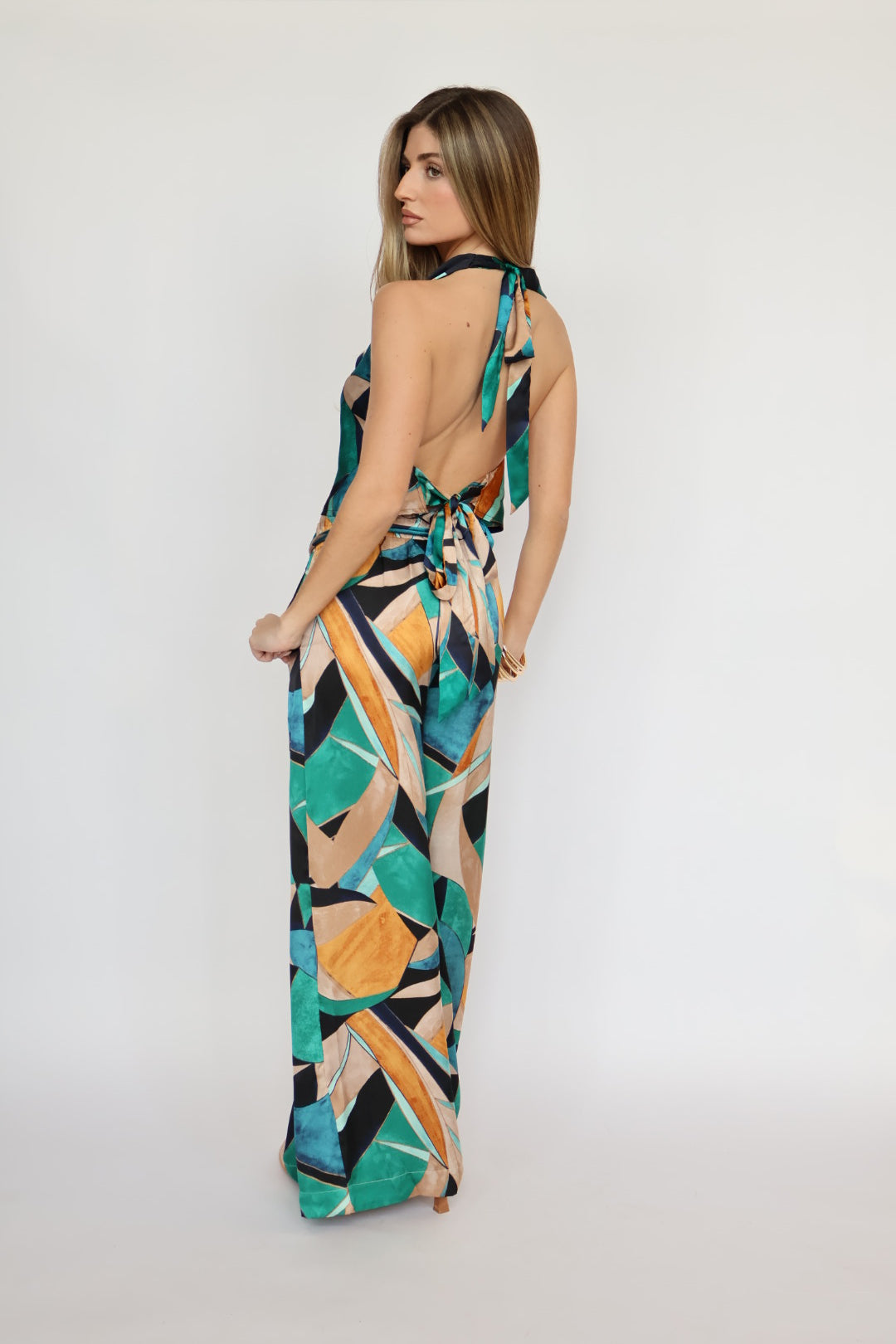 Tropical Printed Wide Leg Palazzo Pants