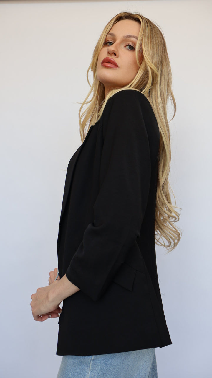 Ruched Sleeve Blazer