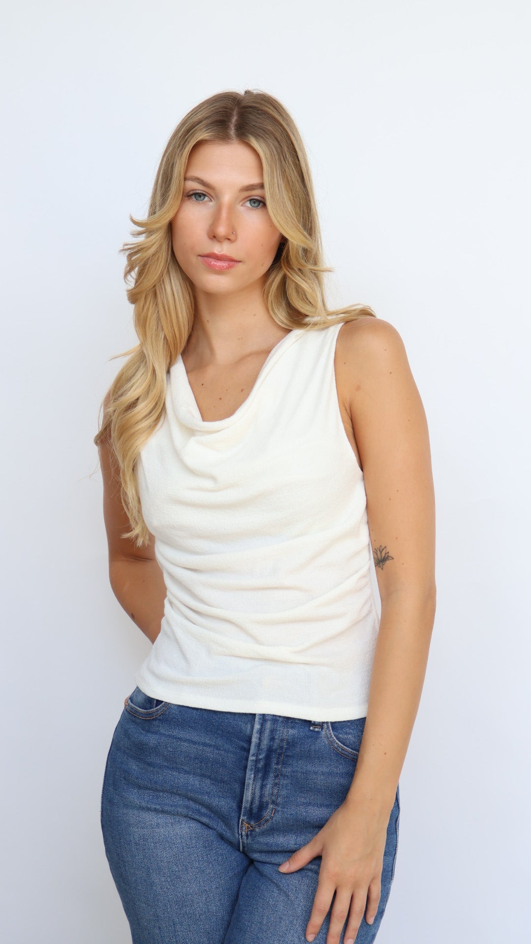 Women’s Ruched Cowl Neck Top