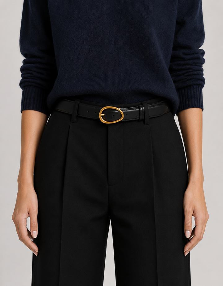 Legendary Solid Brass Leather Belt - Black