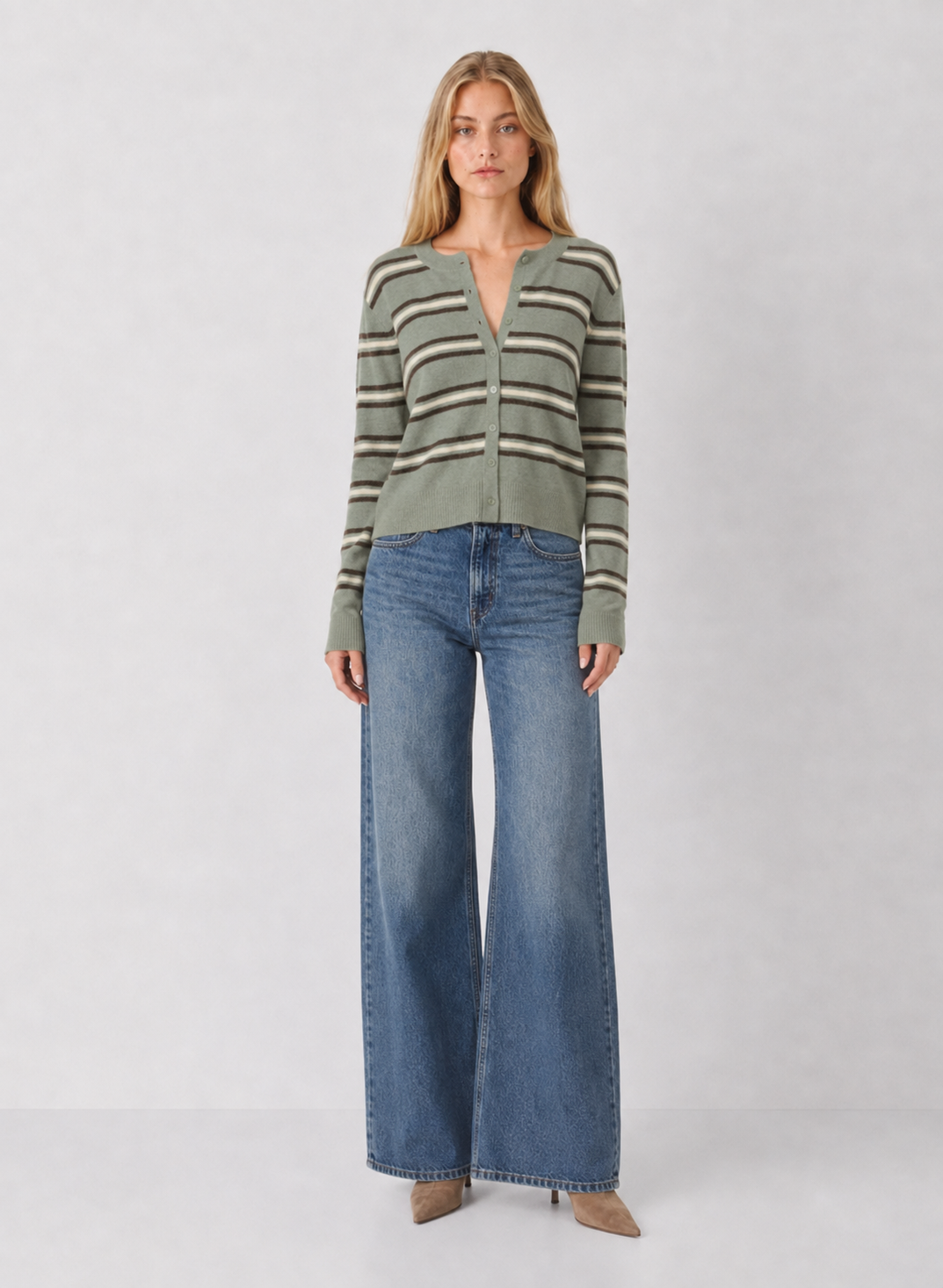 Z Supply Medina Stripe Cardigan - Aqua Cloud