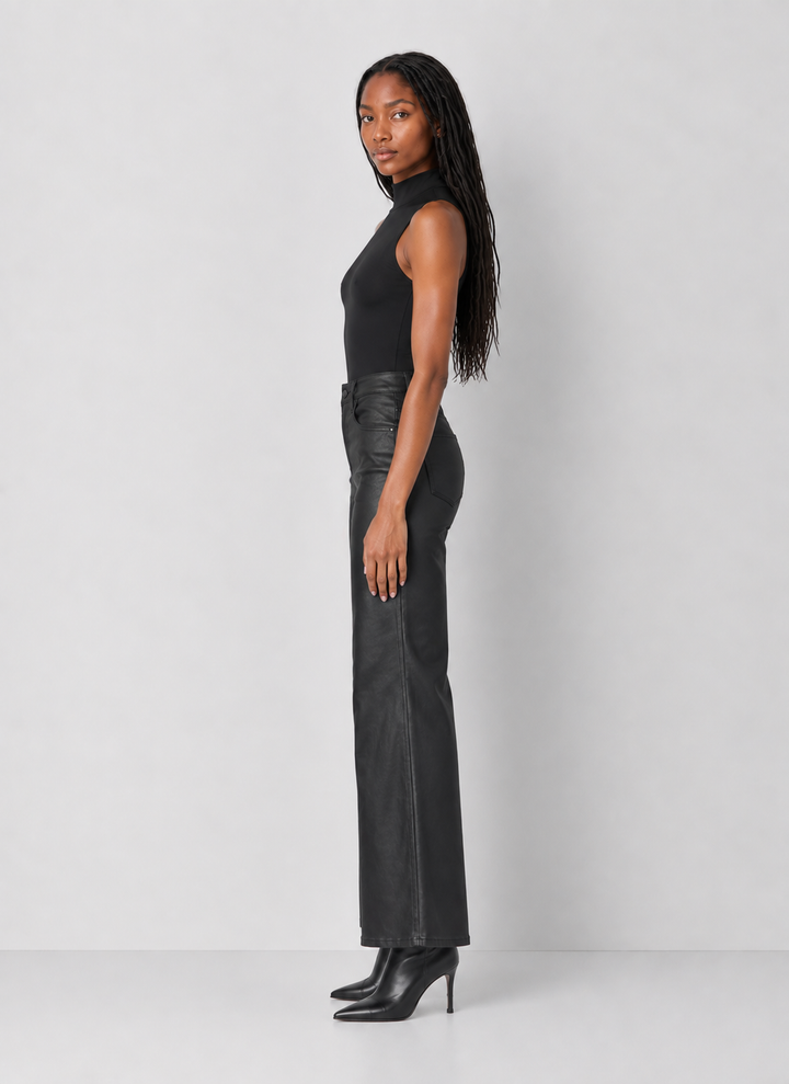Dear John Fiona Leather Wide Leg Pants - Black