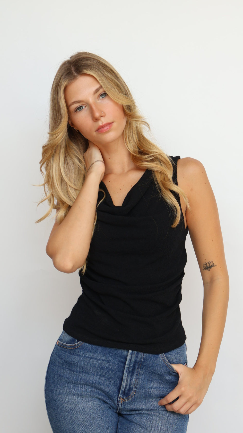 Women’s Ruched Cowl Neck Top