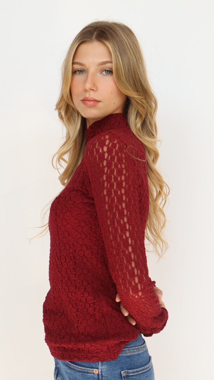 Lost + Wander Sistine Tale Top Lace Mock Neck Top