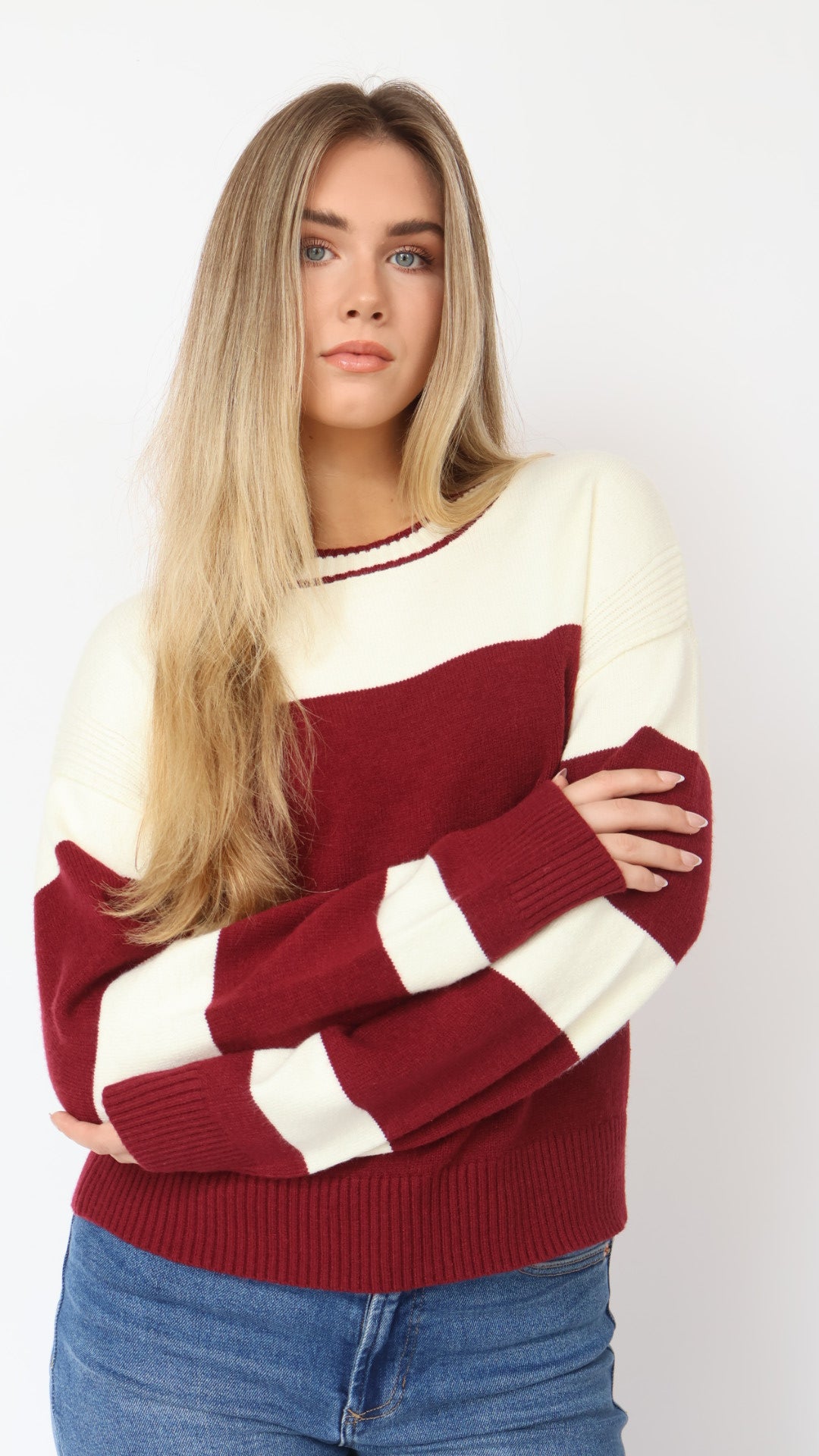 Thread & Supply Tabitha Burgundy Stripe Sweater