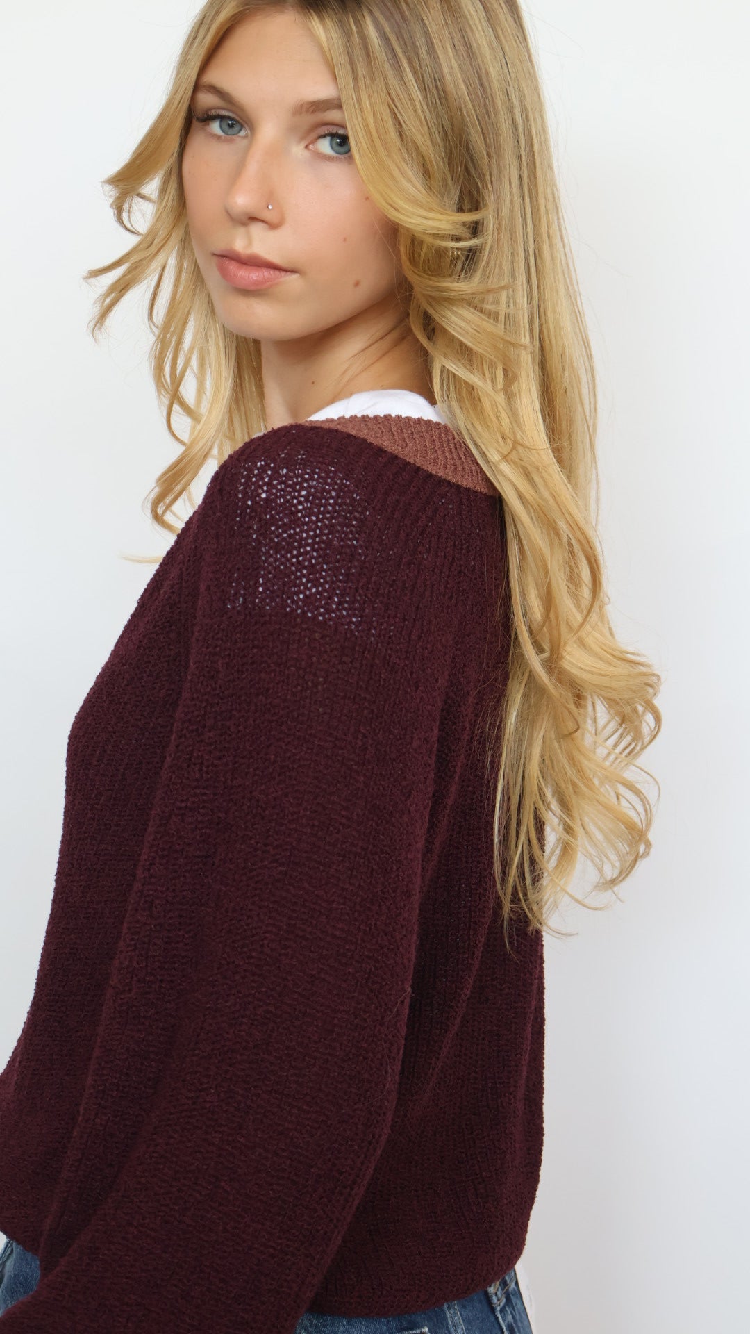 Contrast Trim V Neck Cropped Cardigan