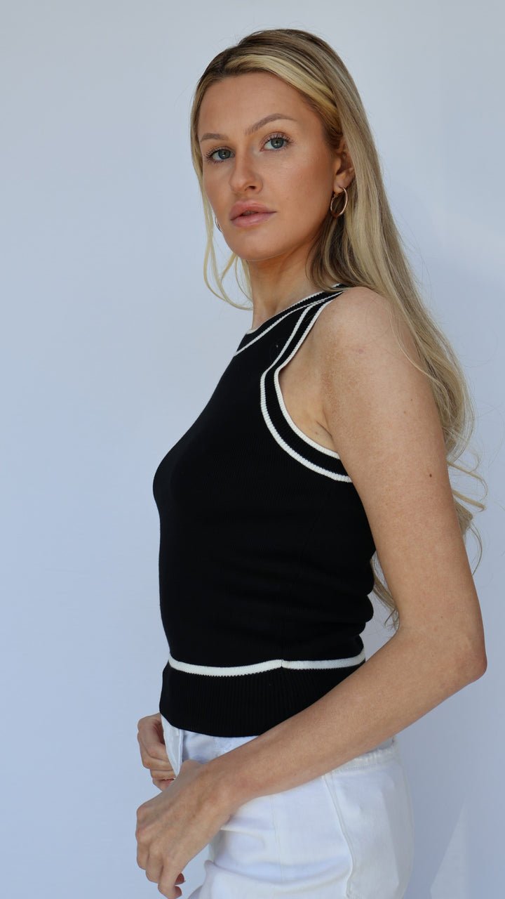 Contrast Knit Halter Top