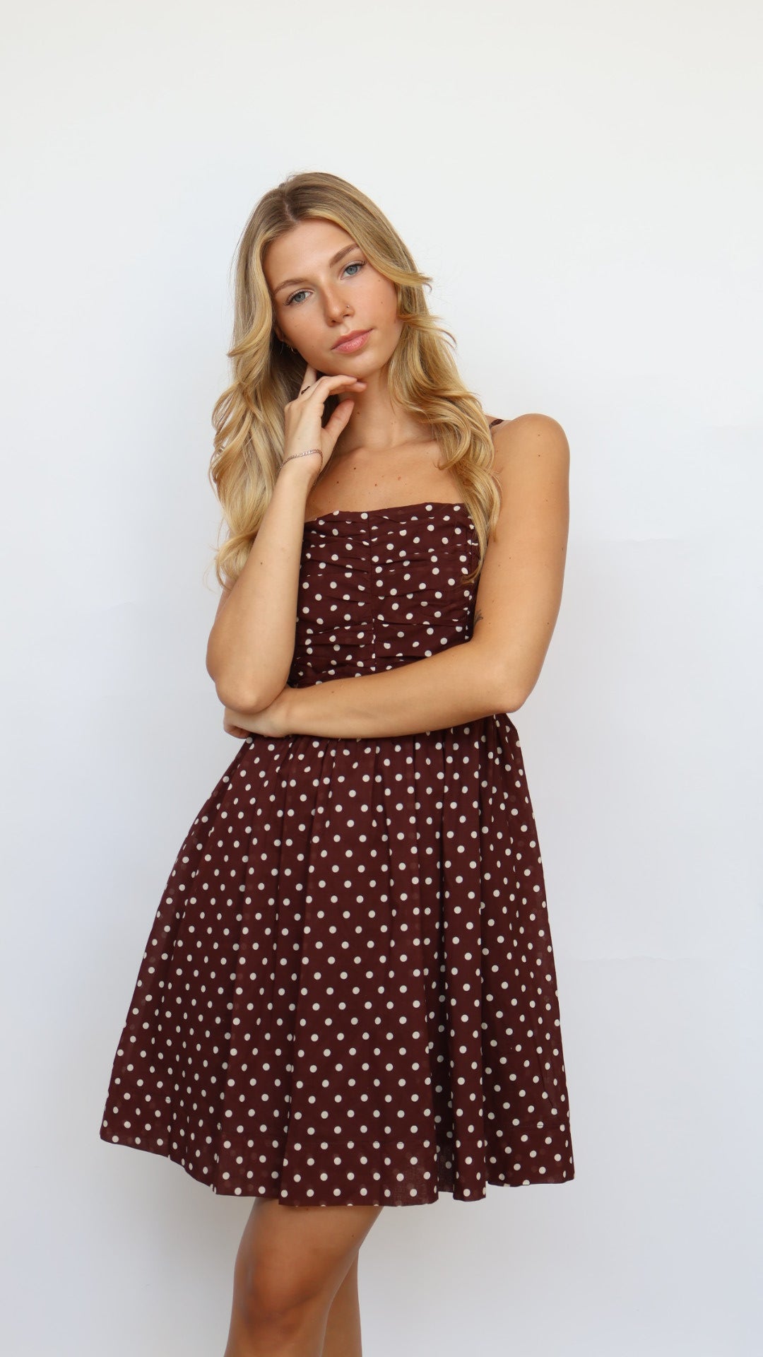Pinch Fit and Flare Polka Dot Mini Dress