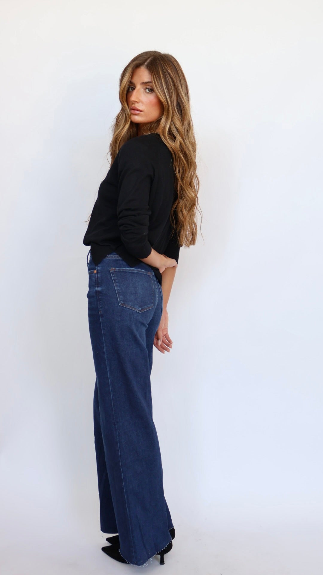 Dear John Denim Fiona Wide Leg Jeans Dark Knight