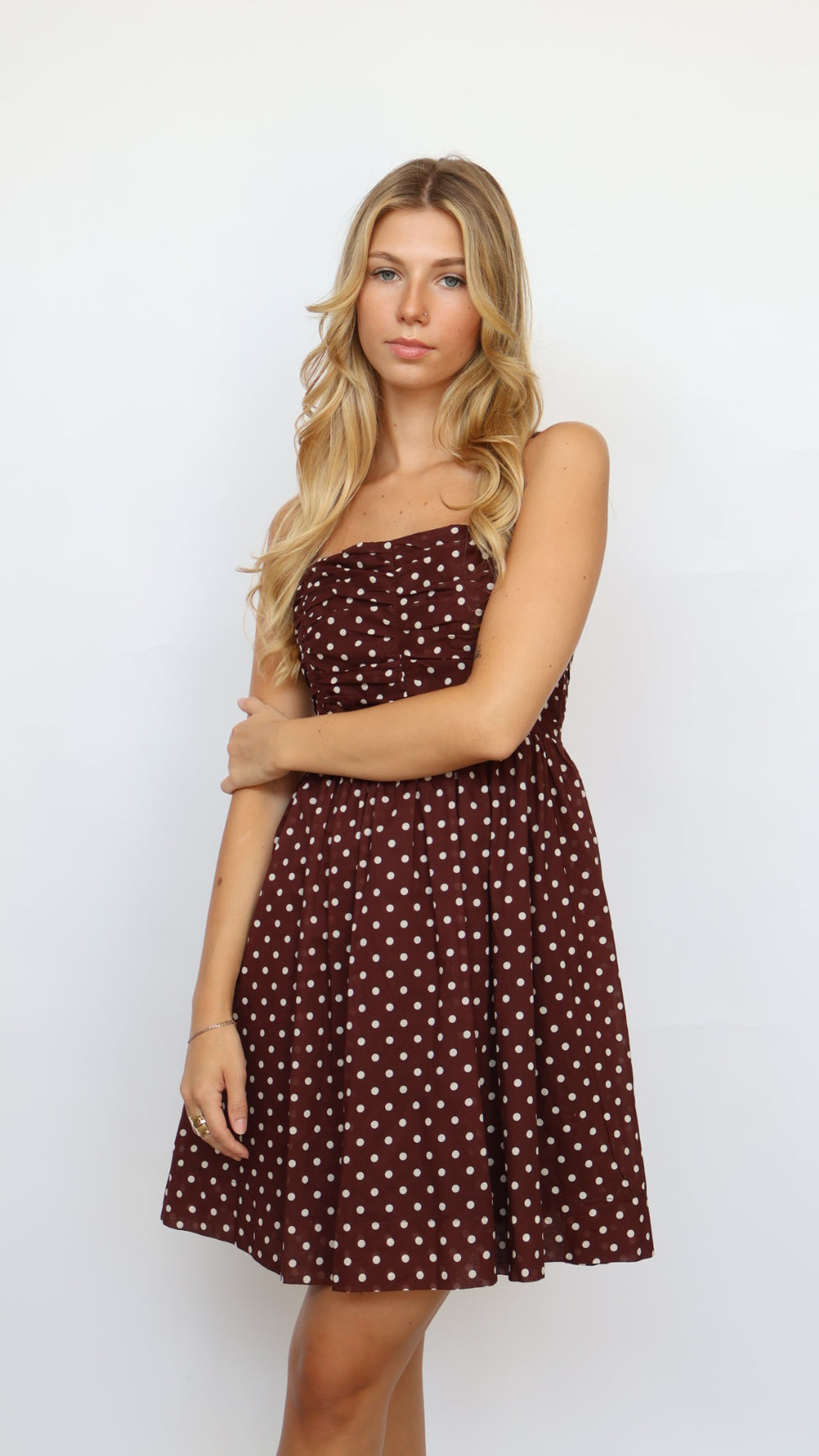 Pinch Fit and Flare Polka Dot Mini Dress
