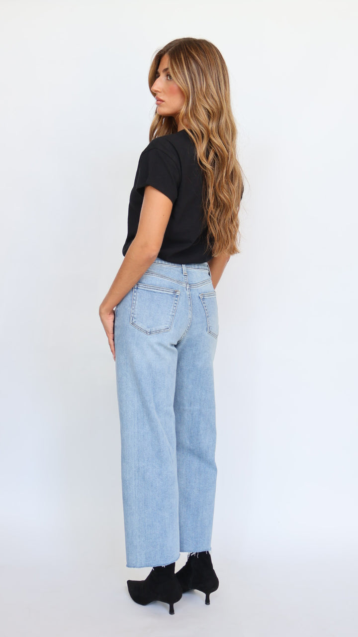 Just Black Denim Slim Cropped Wide Leg Jeans