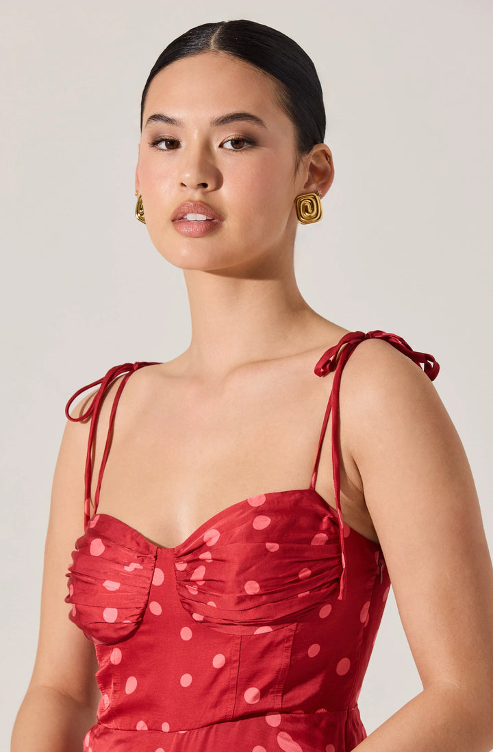 ASTR Selina Top Polka Dot Bustier Peplum Top