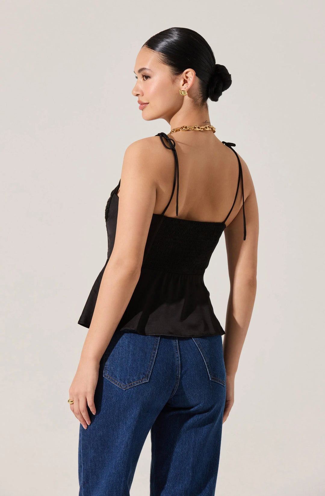 ASTR Selina Top Solid Bustier Peplum Dress Top