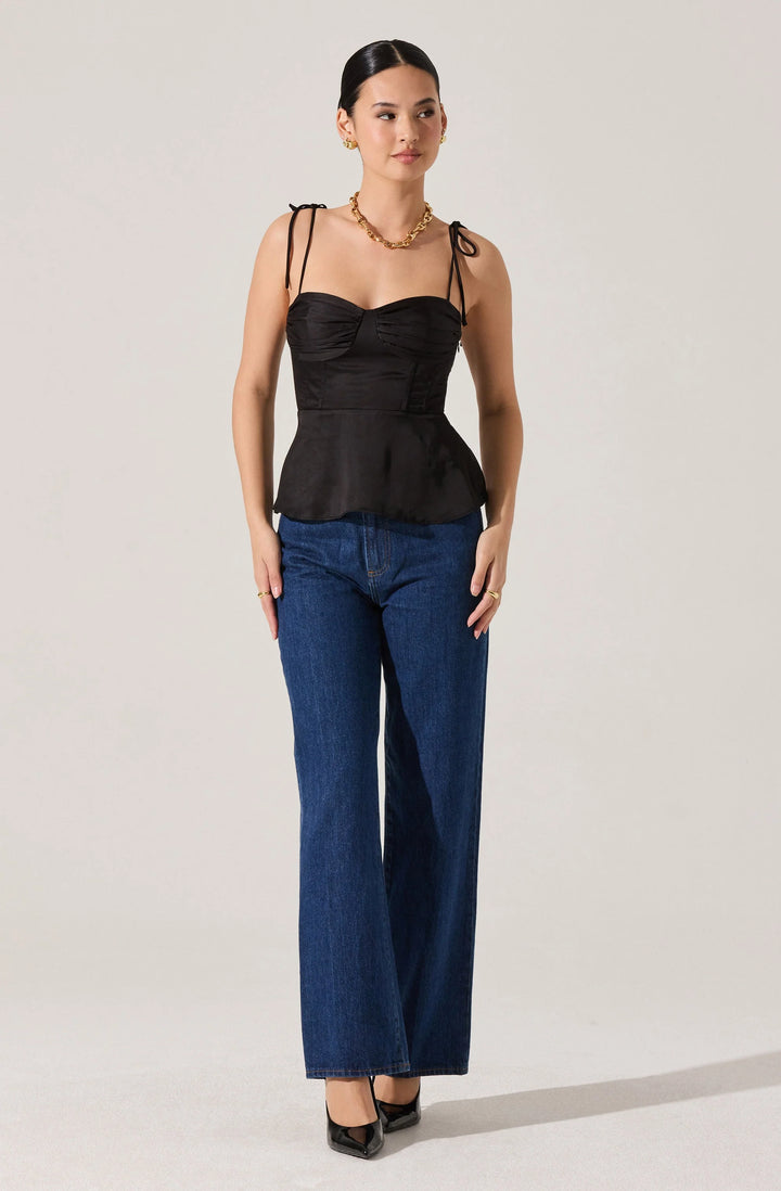 ASTR Selina Top Solid Bustier Peplum Dress Top