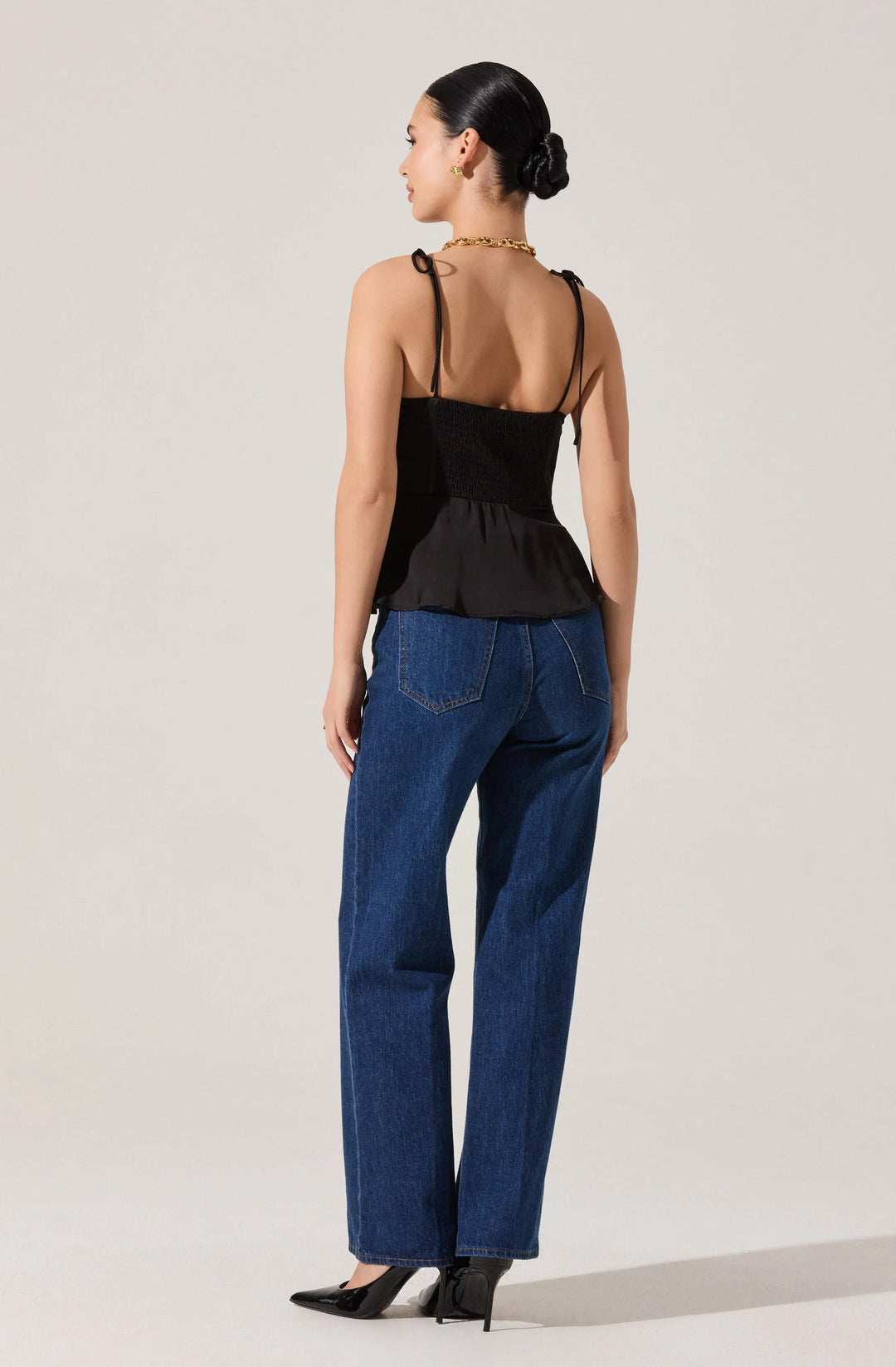 ASTR Selina Top Solid Bustier Peplum Dress Top