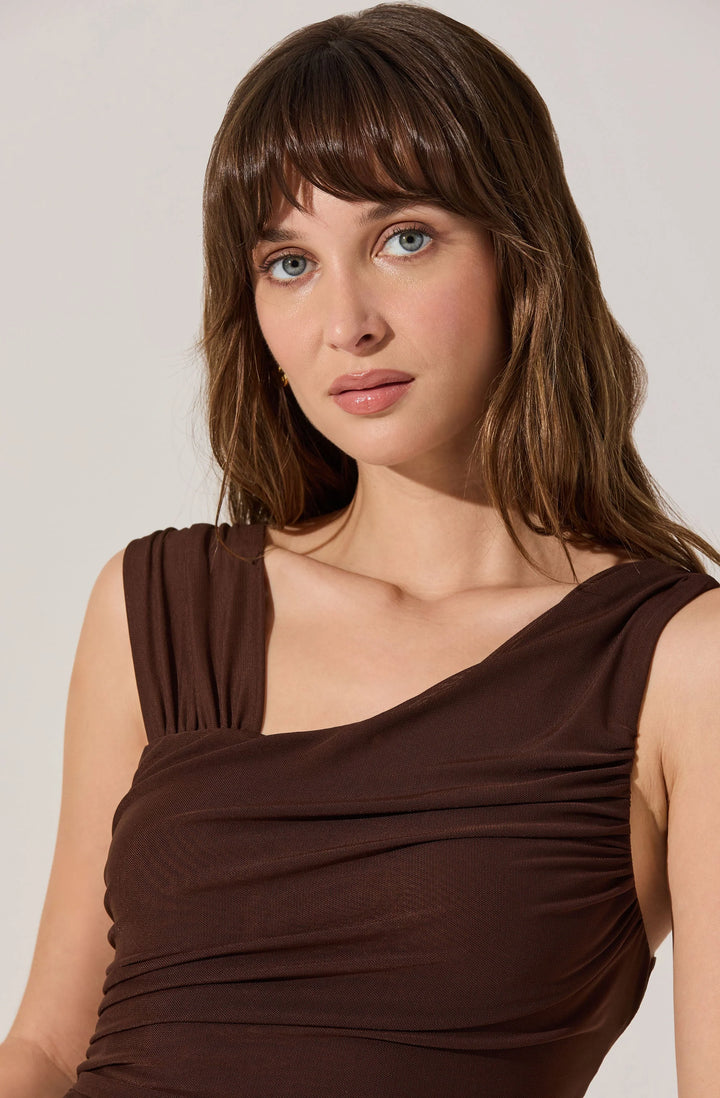 ASTR Sarine Asymmetrical Ruched Bodysuit