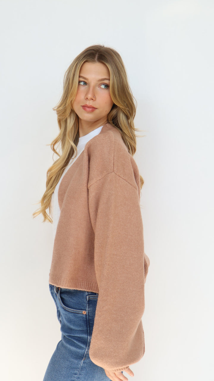 Open Front Crop Cardigan Sweater