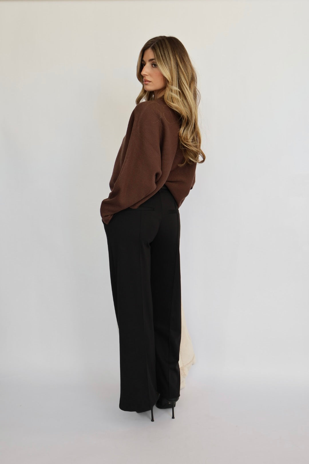 Relaxed Fit Rib Knit Dolman Sweater