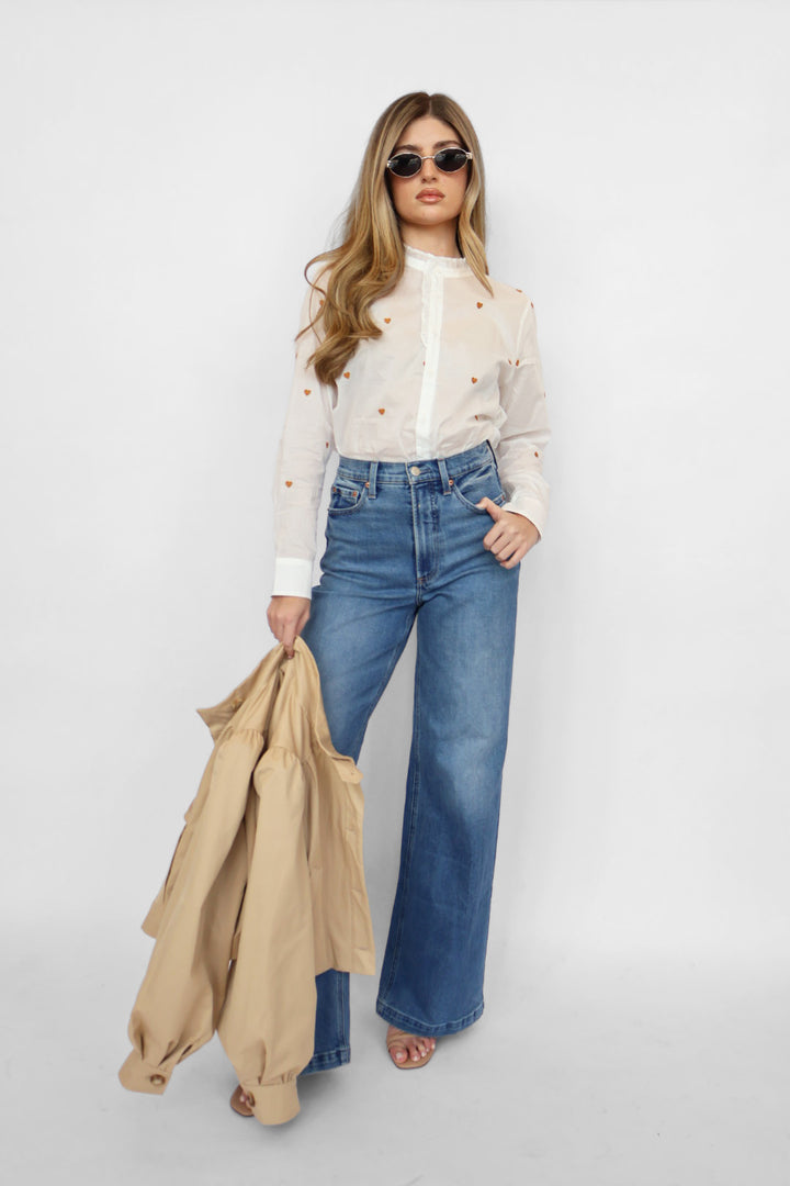 Another Love Dylan Ruffle Detail Button Front Top