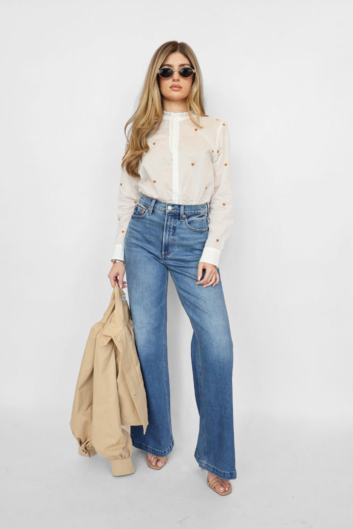 Another Love Dylan Ruffle Detail Button Front Top