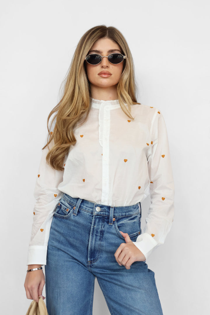 Another Love Dylan Ruffle Detail Button Front Top