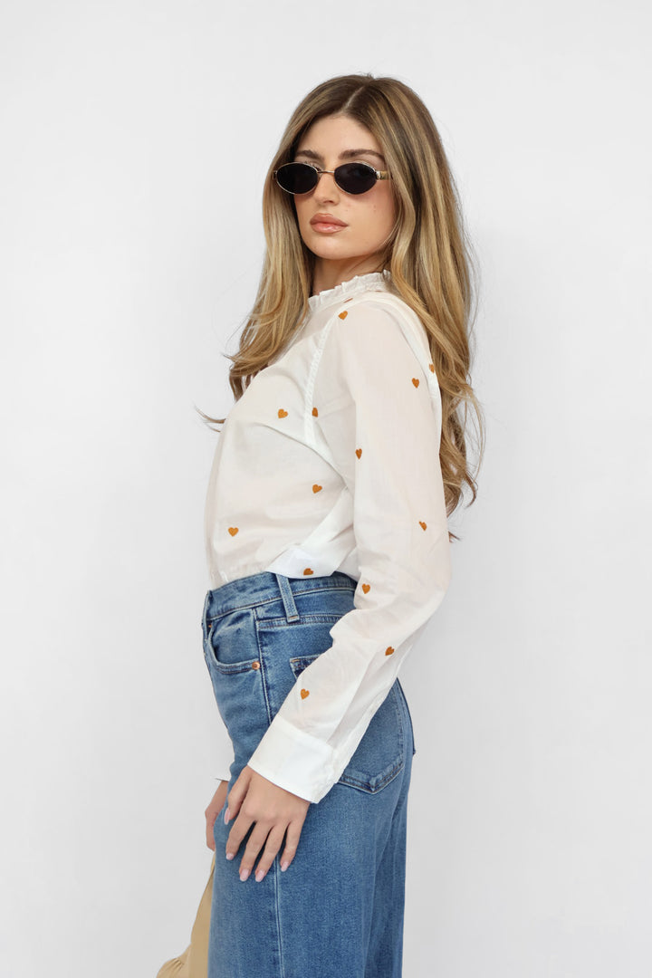 Another Love Dylan Ruffle Detail Button Front Top