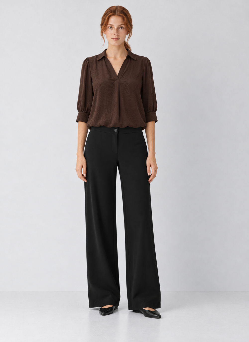 Half Sleeve Bubble Hem Blouse