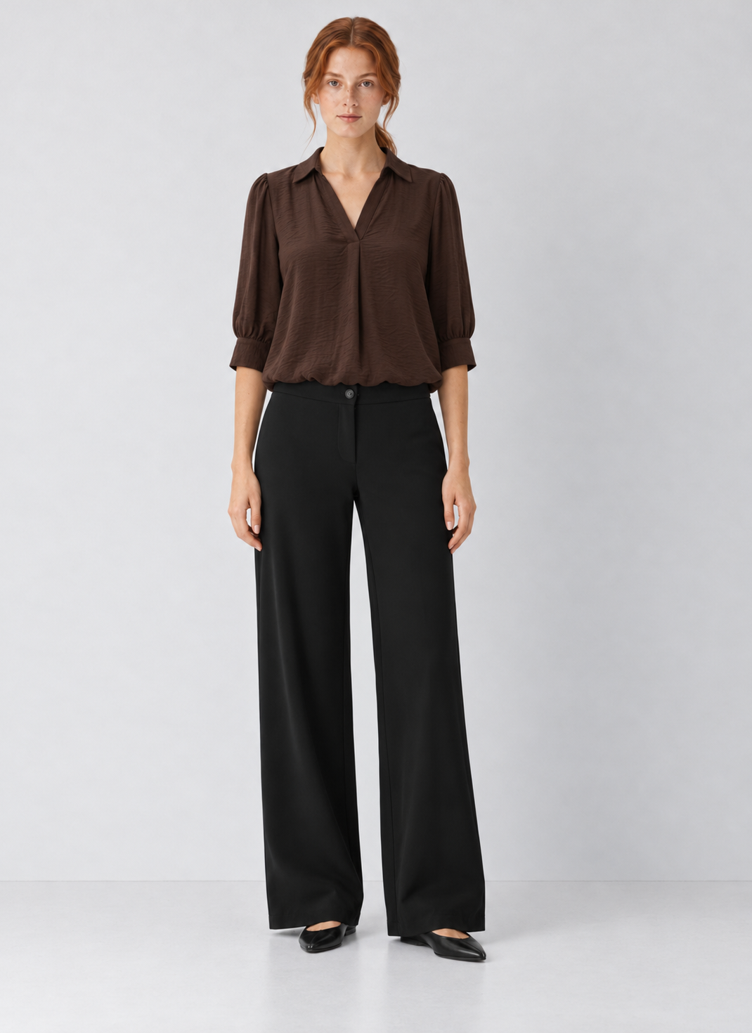 Half Sleeve Bubble Hem Blouse