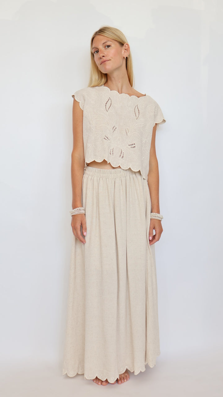 Scalloped Edge Maxi Skirt