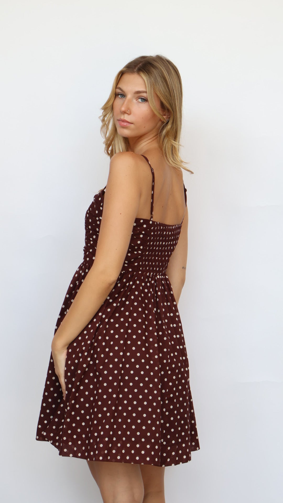Pinch Fit and Flare Polka Dot Mini Dress