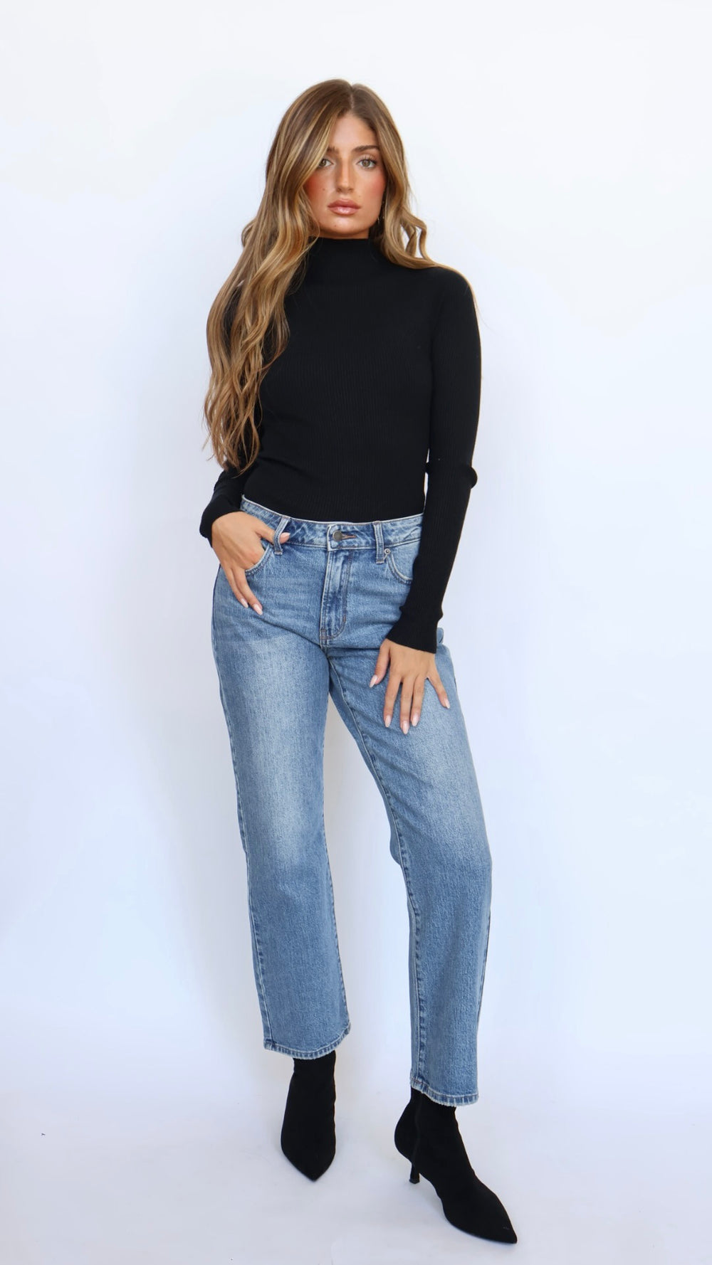 Just Black Denim 90's Stretch Straight Leg Jeans