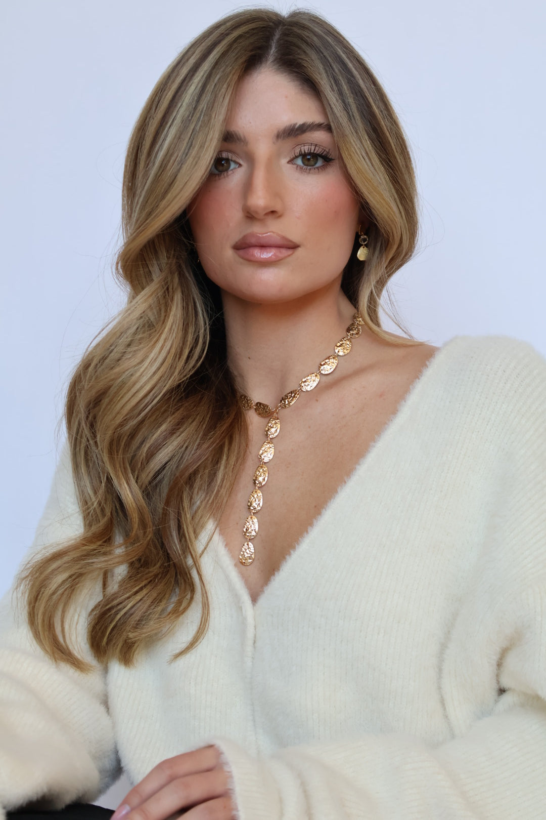 Textured Lariat Necklace