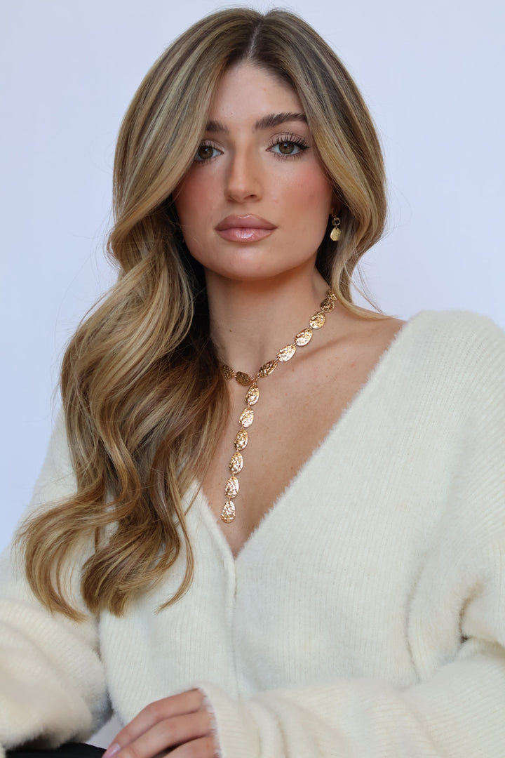 Textured Lariat Necklace