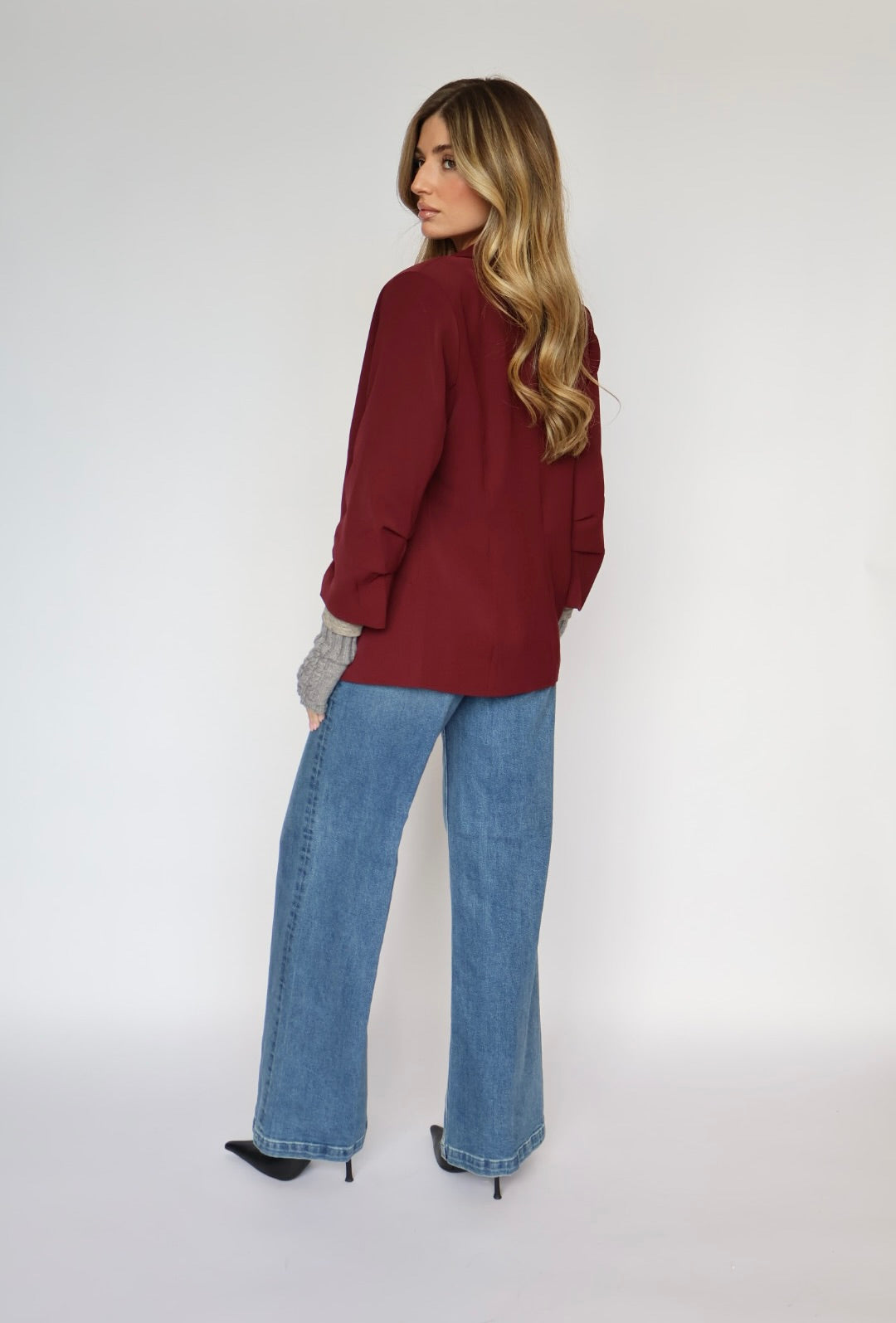 Ruched Sleeve Blazer