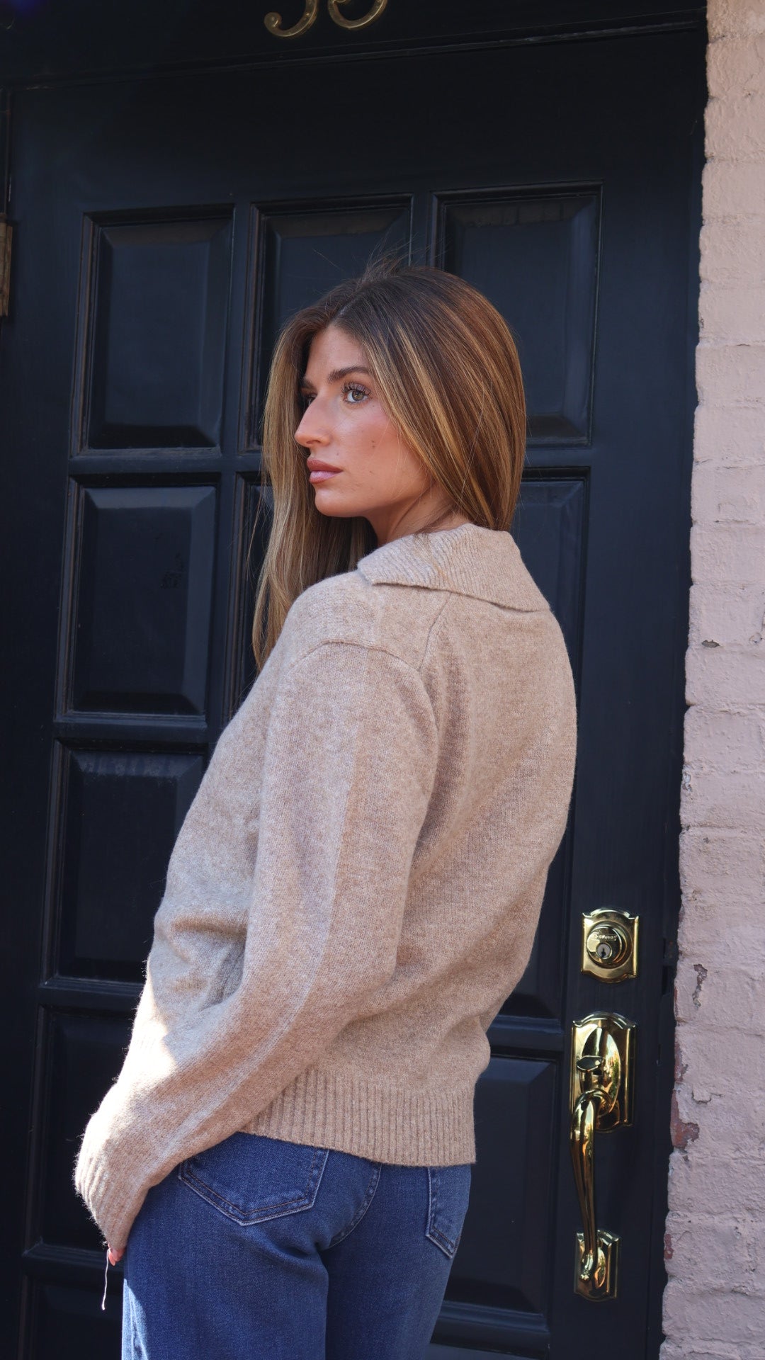 Pinch Blair V Neck Collared Classic Sweater